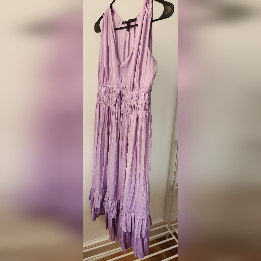 White House Black Market Satin Surplice Midi Dress